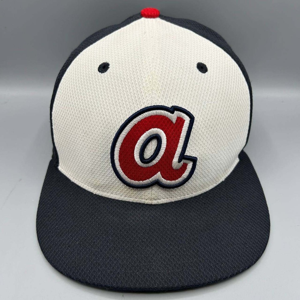 Atlanta Braves MLB Hat Men 7 1/4 White Red Black 59Fifty New Era Fitted Cap